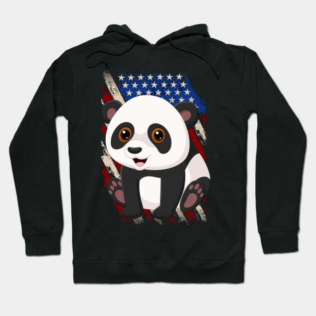 Patriotic Panda Bear American Flag Hoodie by Africanob